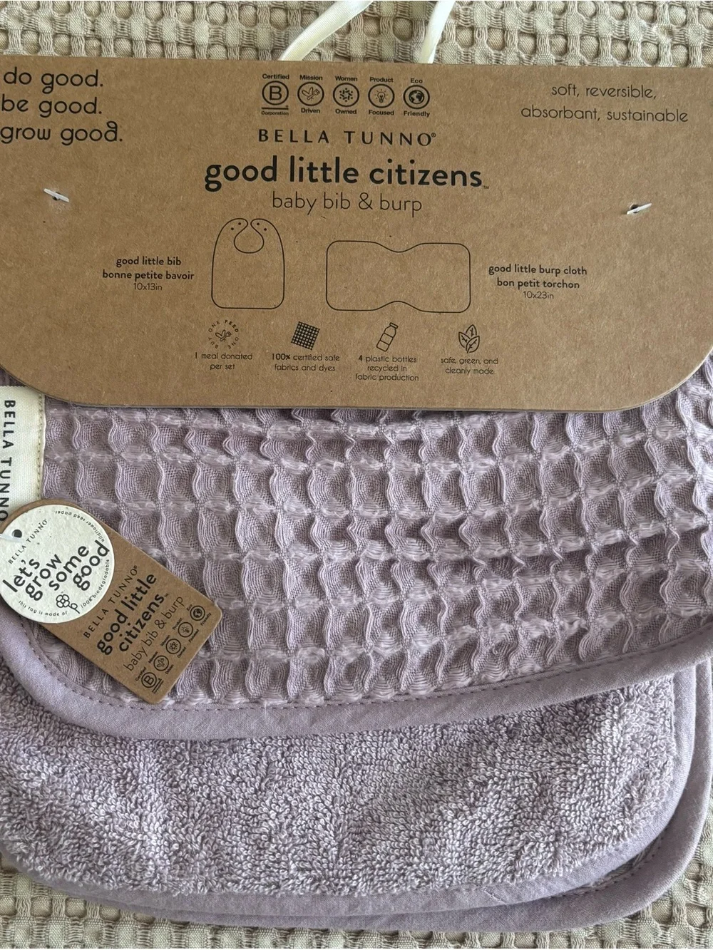 Bella Tunno Good Little Citizens Baby Bib & Burp - Dusty Pink